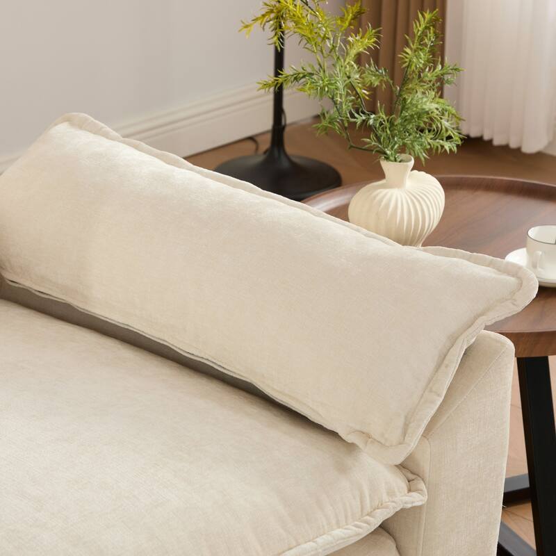 Breathable Chenille Accent Chair Single Sofa Armchair with Double Layer Seat Cushions and Pillow for Living Room, Apartment