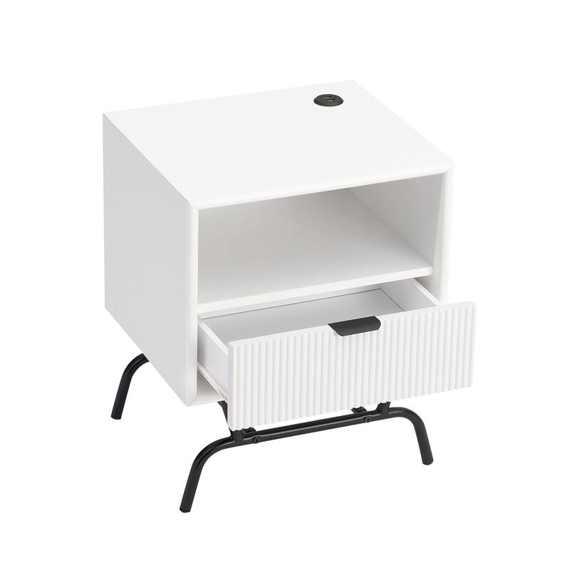DH BASIC Modern 18-inch 1-Drawer Coffee Table with USB Ports by Denhour