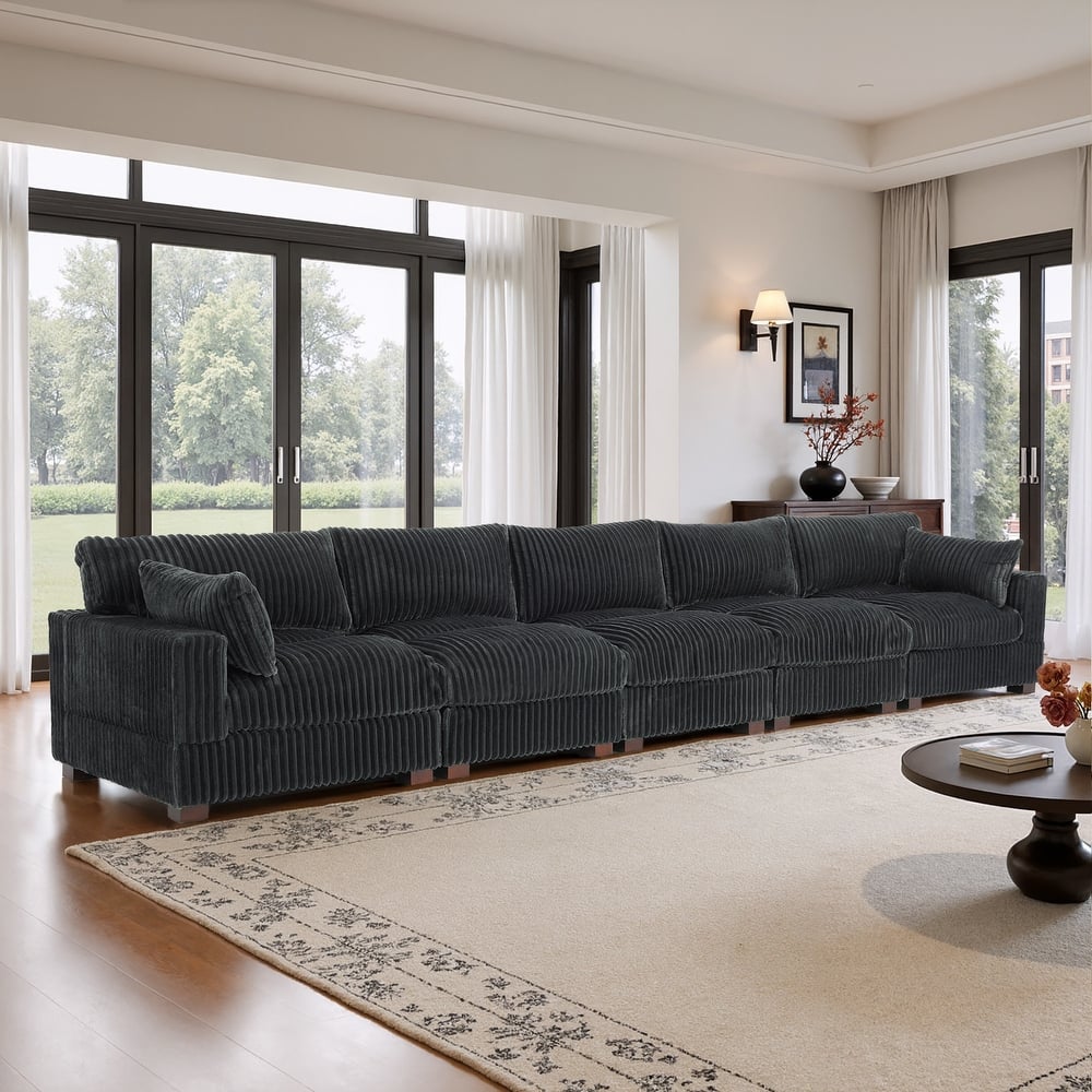 5-Piece Oversized Cotton Flannel Modular Sectional Sofa for Living Room