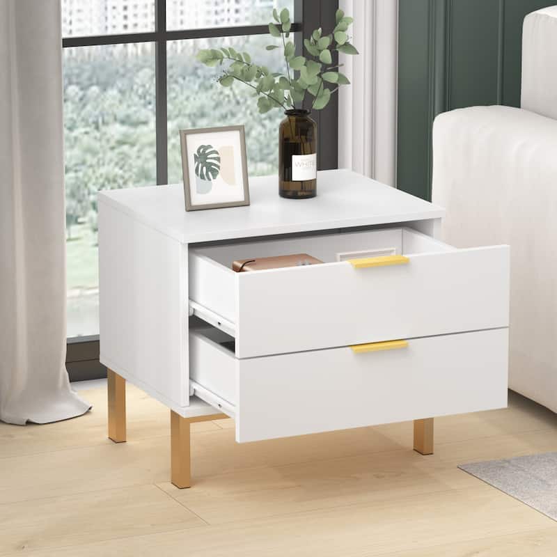 Timechee 17.9'' Tall 2 - Drawer Nightstand Metal Legs(1 Piece)