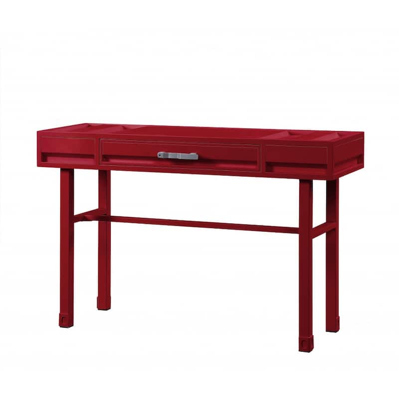 HomeRoots 47" Red Iron And Wood Vanity Table