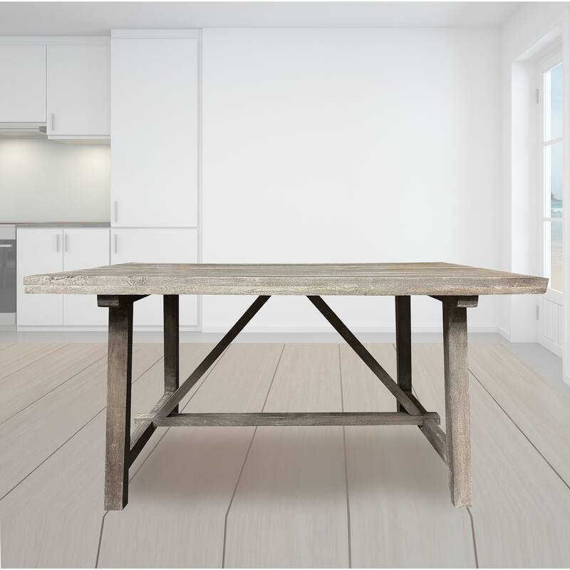 Trestle Farm House Mango Wood 58 in. Dining Table - Grey - 58"Lx38"Wx30"H