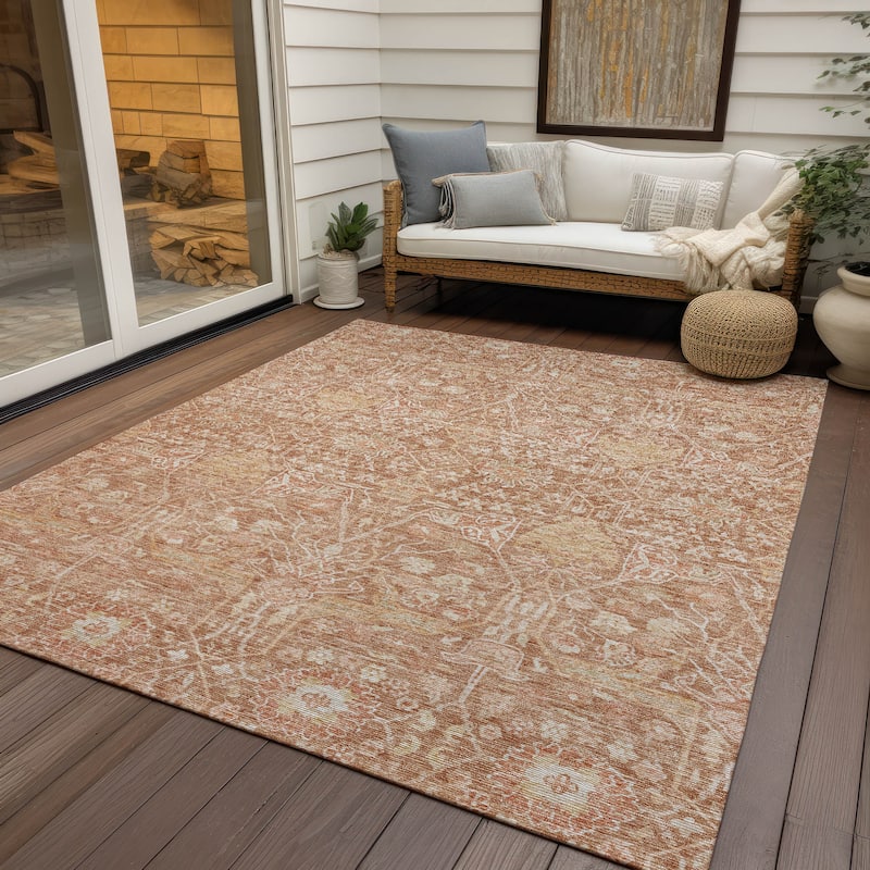 Machine Washable Indoor/ Outdoor Vintage Boho Chantille Rug
