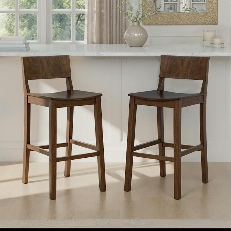 Dahlia Wood 24-Inch Armless Counter Stool (Set of 2) - Walnut