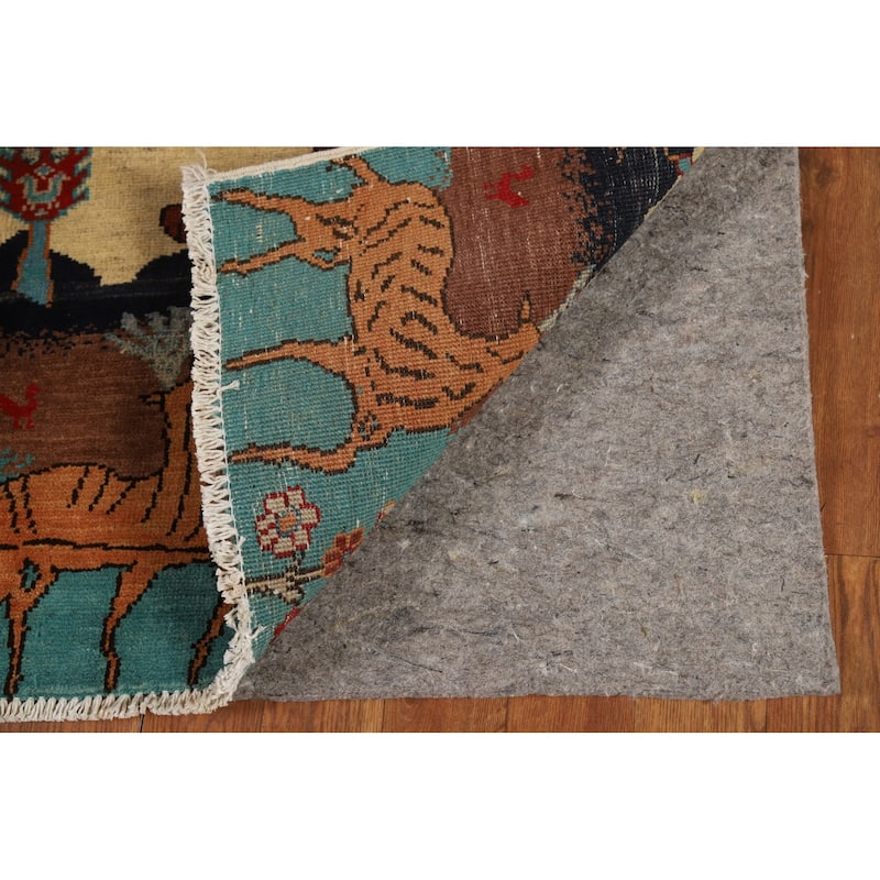 Animals Pictorial Kazak Oriental Foyer Rug Hand-Knotted Wool Carpet - 2'0" x 3'0"