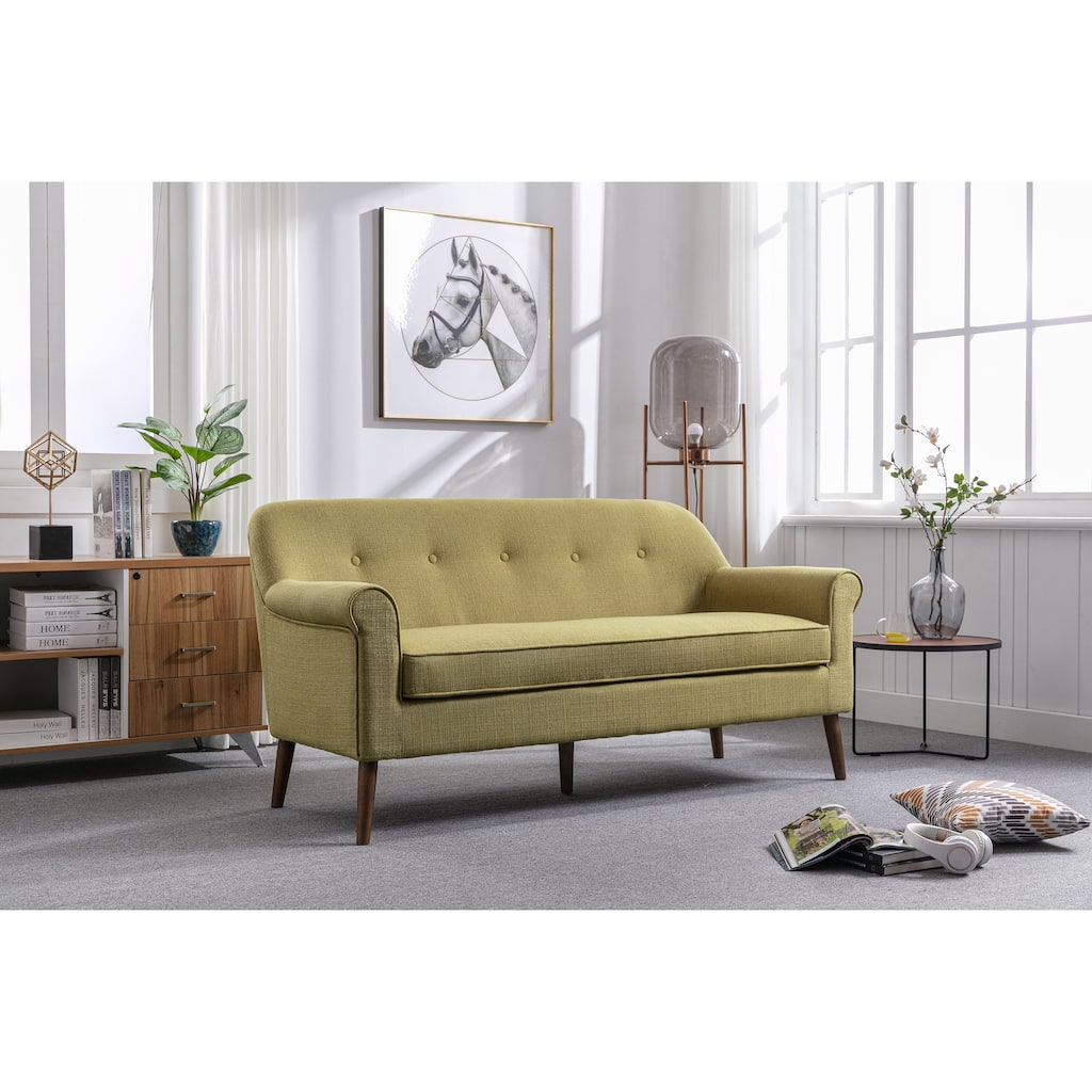 Porthos Home Ruth Loveseat Small Sofa Couch, Fabric, Rubberwood