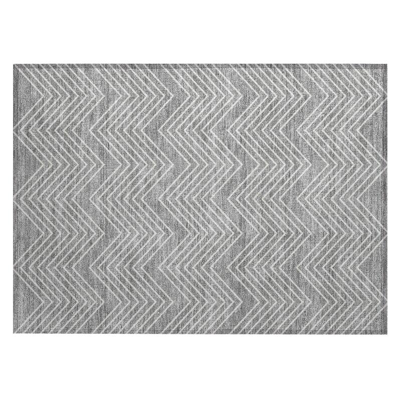 Machine Washable Indoor/ Outdoor Modern Chevron Chantille Rug