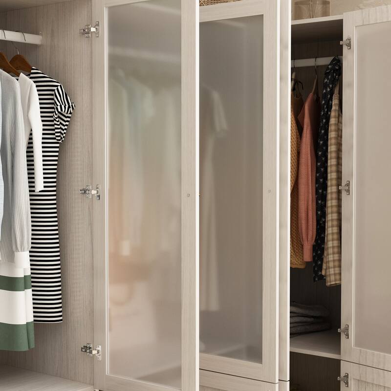 Large Glass Combination Cabinet: Contemporary Storage Closet Armoires