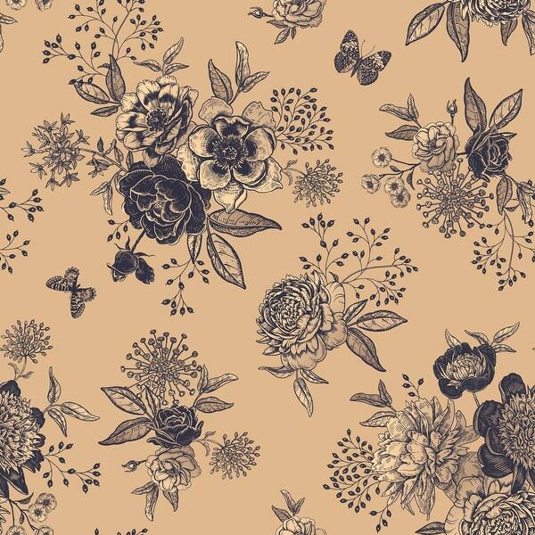 Shop Luxurious Vintage Roses And Buterflies Removable Wallpaper