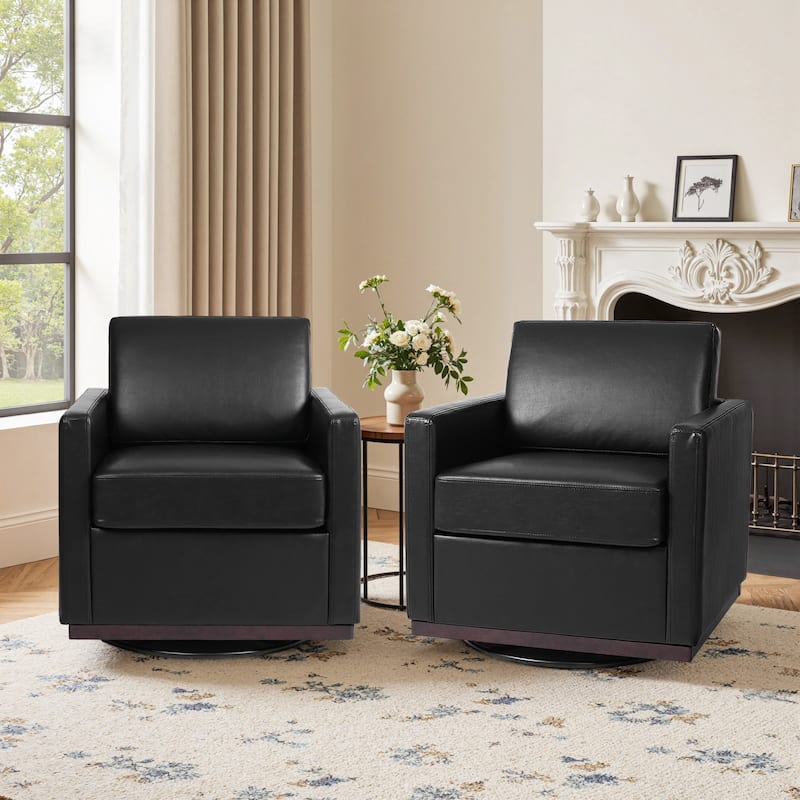 Set of 2 Modern Swivel Accent Armchairs Upholstered Arm Chairs