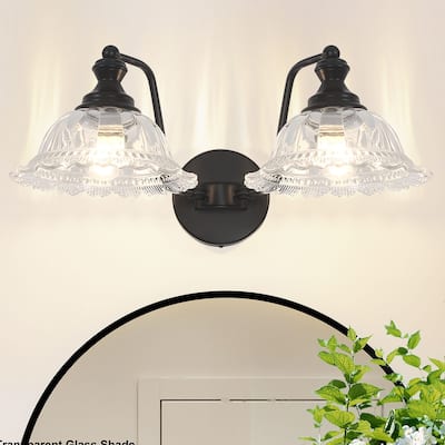 Modern Vanity Light with Crystal Glass Shade