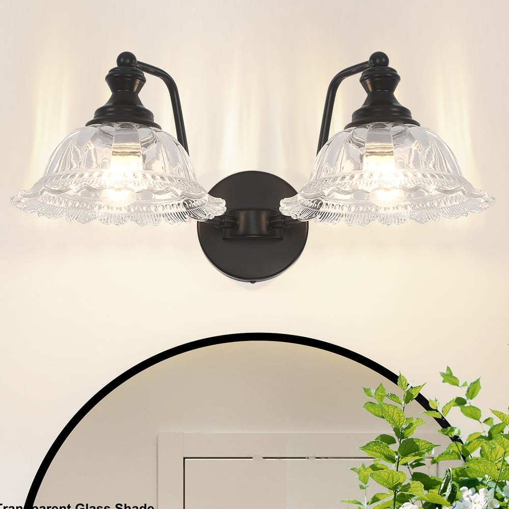 Modern Vanity Light with Crystal Glass Shade