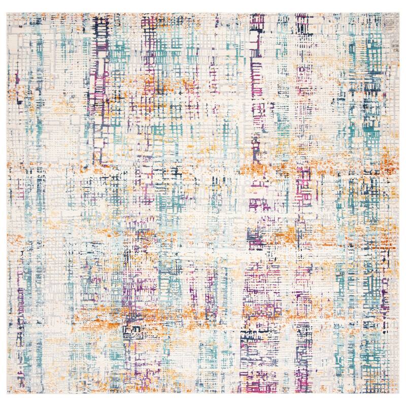SAFAVIEH Aria Miska Vintage Oriental Rug - 6'7" Square - Ivory/Turquoise