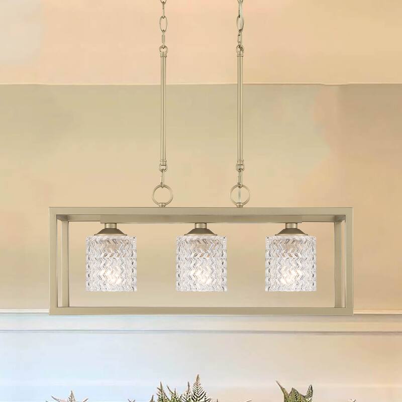 Moulins 3-ight Linear Modern Farmhouse Rectangle Chandelier with UL Certified - 25in