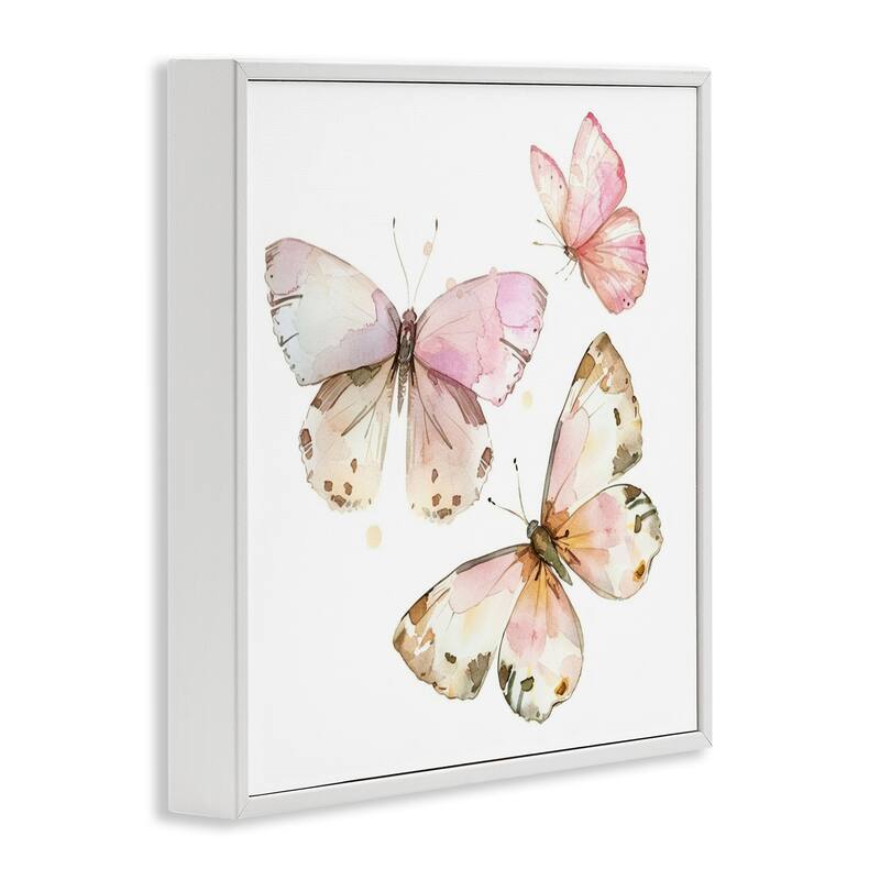 Stupell Soft Watercolor Butterfly Trio Framed Giclee Art Design By LSR Creative Studio
