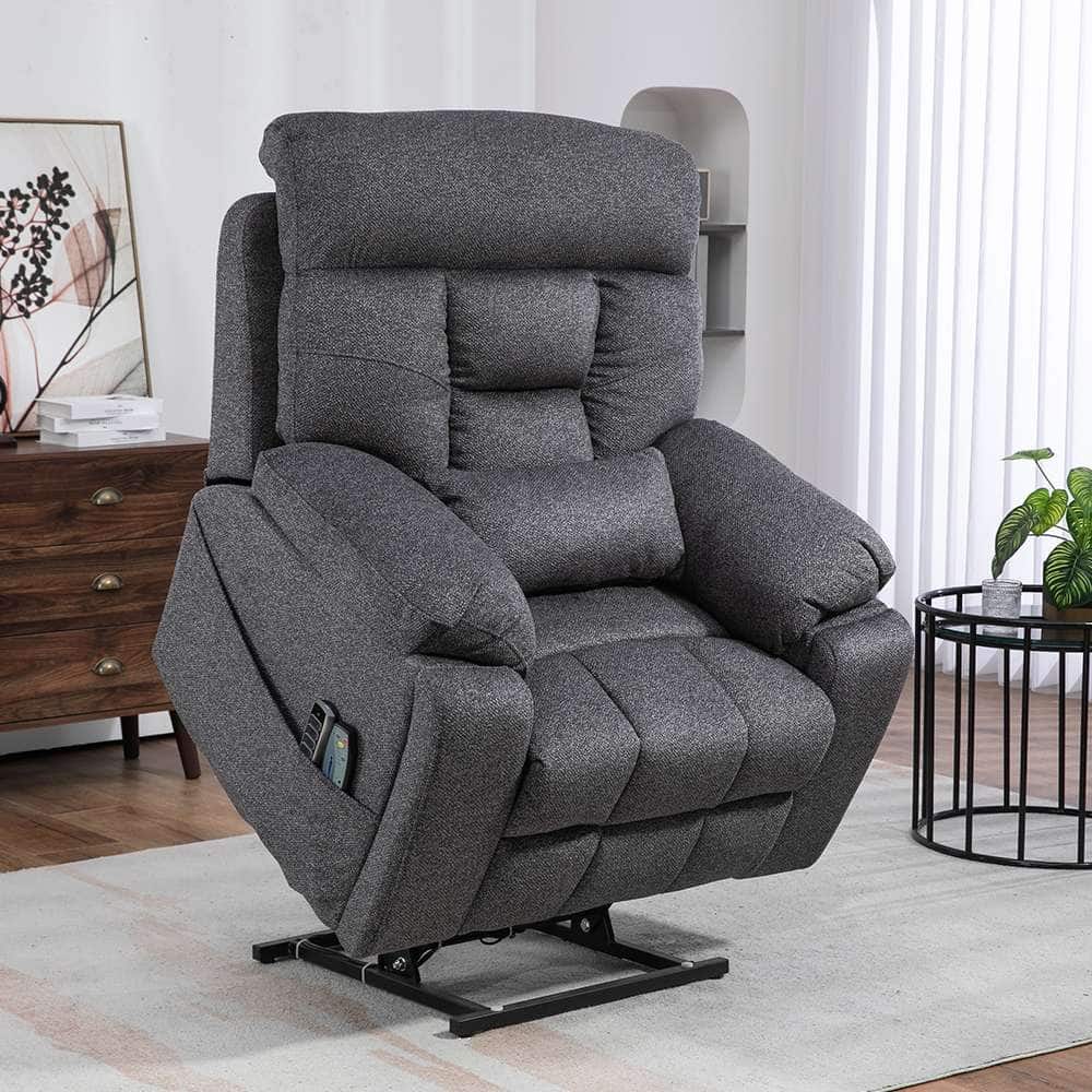 Upgraded Flagship 4-Motor Independent Control Oversized 180° Lay Flat Chenille Power Lift Recliner Chair