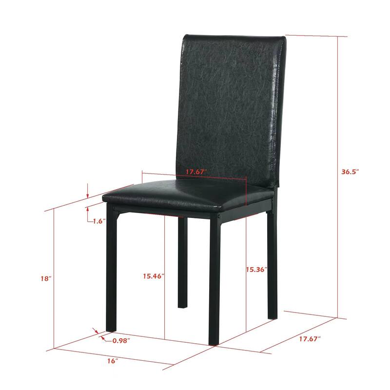 4-Piece Metal Frame Dining Seats,Faux Leather Upholstered