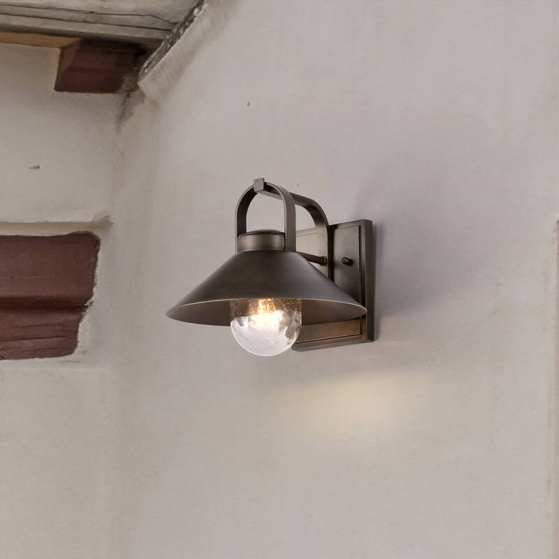 Ridge Medium Outdoor Lantern Bronze Finish Clear Seeded Glass