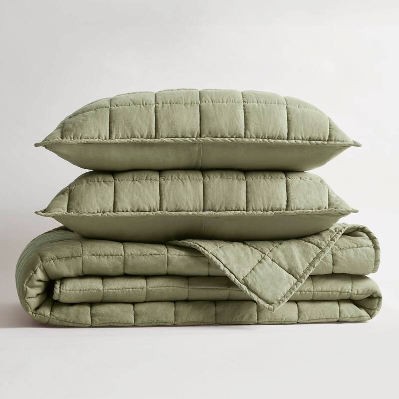 Harbor House French Flax Linen Garment Washed Quilt Set