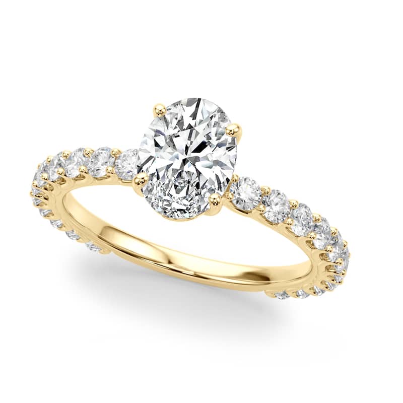 Auriya 14k Yellow Gold Lab Grown Oval Diamond Engagement Ring 0.50 to 5.00 ct. tw. (F-G VS) - 1.75 ct. center - 6.5