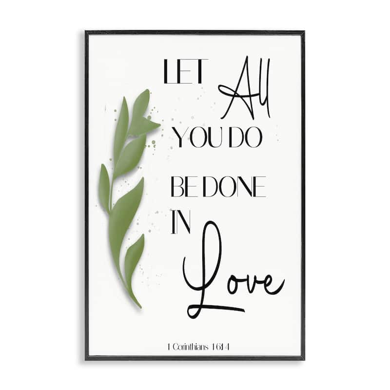 Stupell Done In Love Proverb Framed Giclee Art Design By Amber Clarkson - 20 x 30 - Black