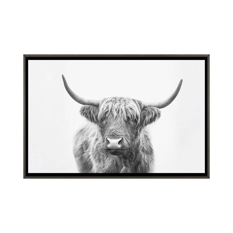 iCanvas "Highland Bull" by Sisi & Seb Framed - Charcoal - 18x26