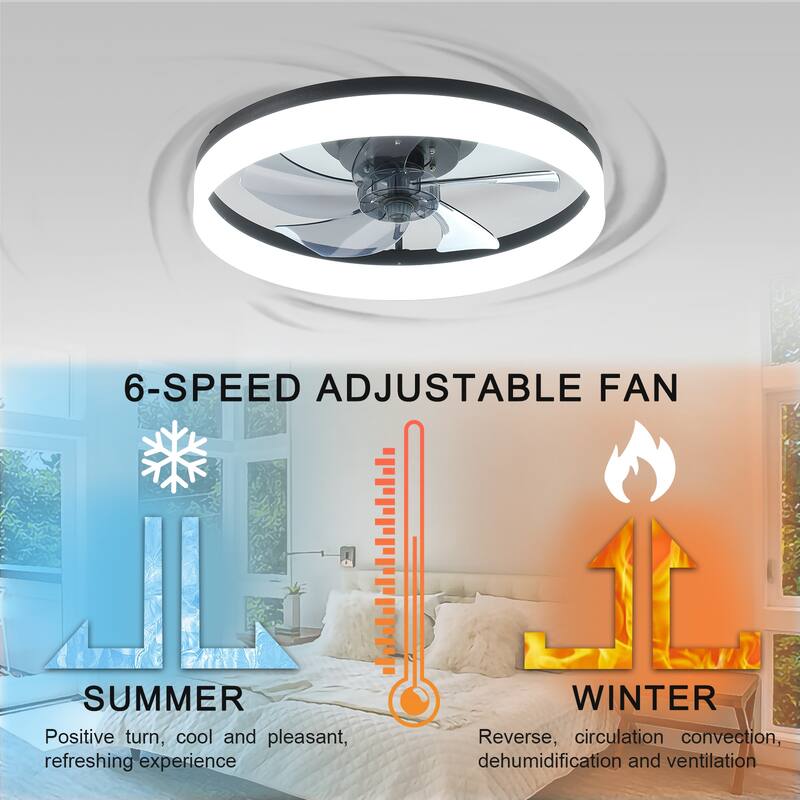 Smart Ceiling Fan with Light Dimmable LED Remote App Control - White+Black