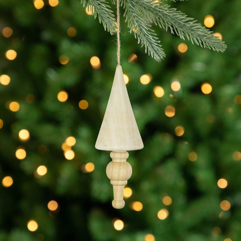 Set of 3 Natural Trees Wooden Christmas Ornaments 5.5"