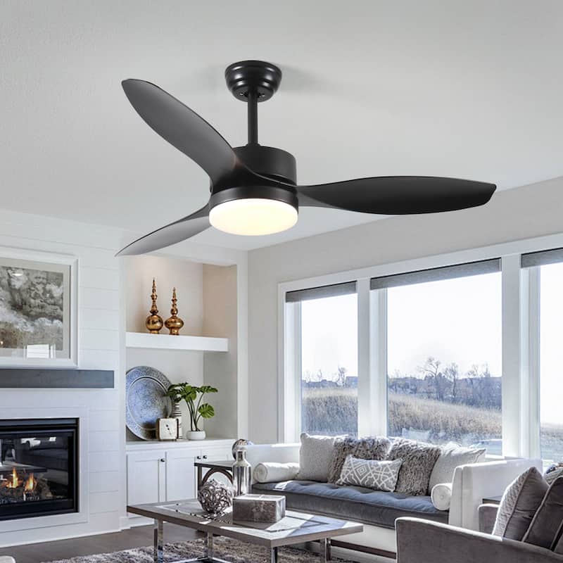 52" Indoor/Outdoor Ceiling Fan with LED Light - Black