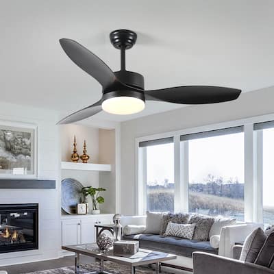 Modern Ceiling Fan Light with Lighting and Acrylic Shade, Reversible Motor for Bedroom and Living Room