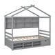 preview thumbnail 12 of 33, Wooden House-shaped Twin House Bed with Bedside Built-in Storage Shelves,Under Bed Storage for Home