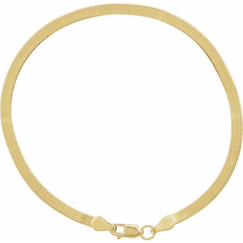 Curata 14k Yellow Gold 7" 2.8mm Flexible Herringbone Bracelet for Women