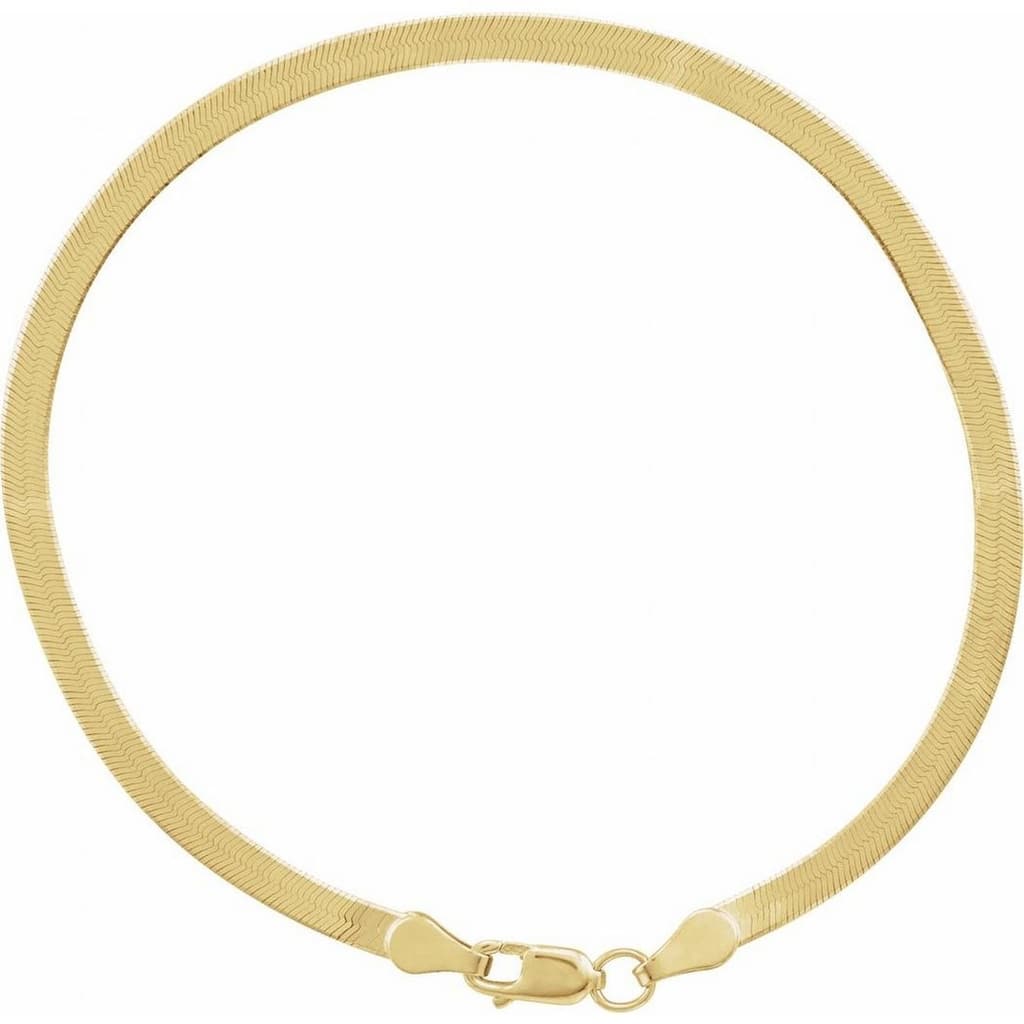 Curata 14k Yellow Gold 7" 2.8mm Flexible Herringbone Bracelet for Women