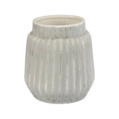 Aurelle Home Modern Textured Stripe Stoneware Planter