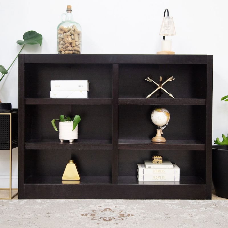 Concepts in Wood Double Wide Wood Bookcase, 6 Shelf, 36 inch Tall - Espresso