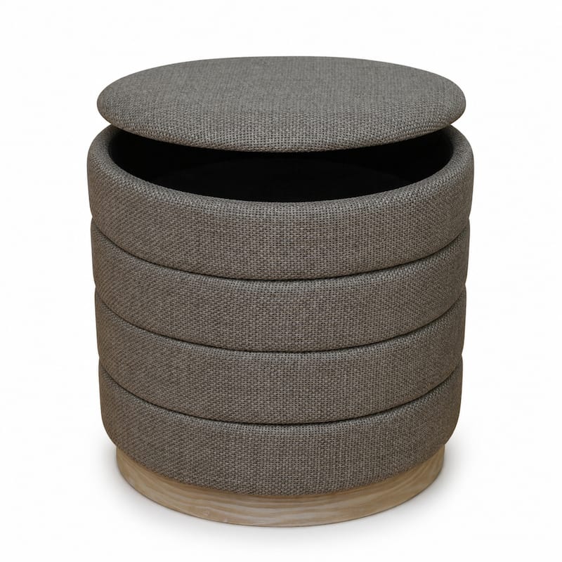 Aria Home Modern Cylinder Ottoman with Hidden Storage Upholstery Seat