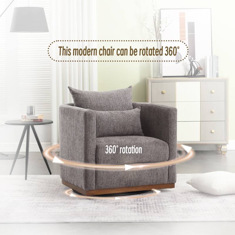 GDFStudio - Harper Chenille Swivel Barrel Chair with Sturdy Metal Base and Ergonomic Design