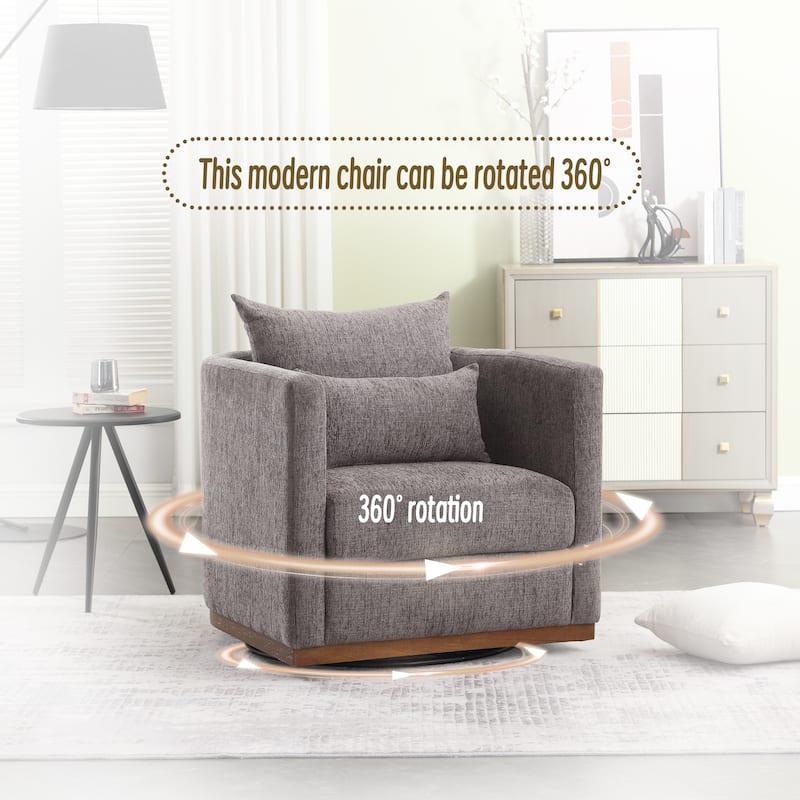 Modern 31.5" Chenille Upholstered 360° Swivel Accent Chair with Sturdy Hardwood Frame for Living Room