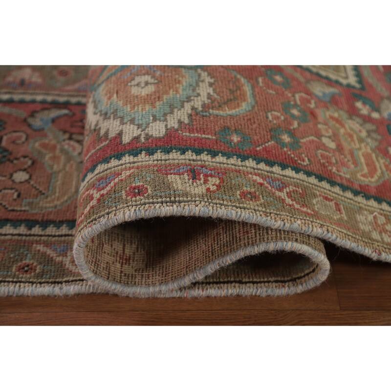 Hand Knotted Oriental 100% Wool Carpet Traditional Floral Pink Tabriz Area Rug - 12' 10'' X 9' 7''