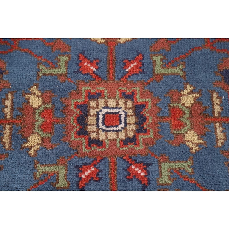 Blue Floral Oushak Indian Area Rug Hand-knotted Wool Carpet - 3'0"x 4'9"