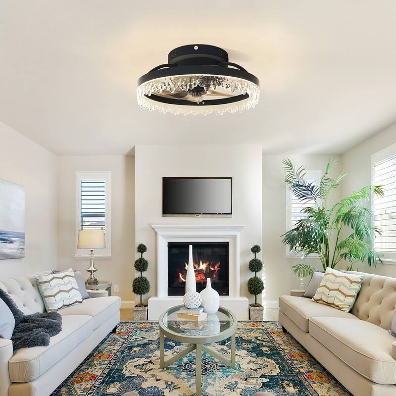 Smart LED Ceiling Fan Light Flush Mount, Dimmable with Remote Timer
