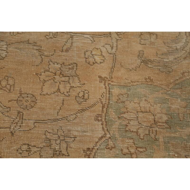 Hand Knotted Oriental 100% Wool Carpet Traditional Floral Oranges & Rust Tabriz Area Rug - 13' 0'' X 9' 9''