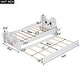 preview thumbnail 5 of 6, Cartoon Twin Platform Bed with Trundle & Cute Headboard, Wooden Bed Frame, No Box Spring Required/Easy Assembly Antique White