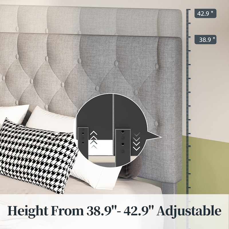 Full & Queen Size Bed Frame Built in 4 Storage Drawers & Adjustable Headboard