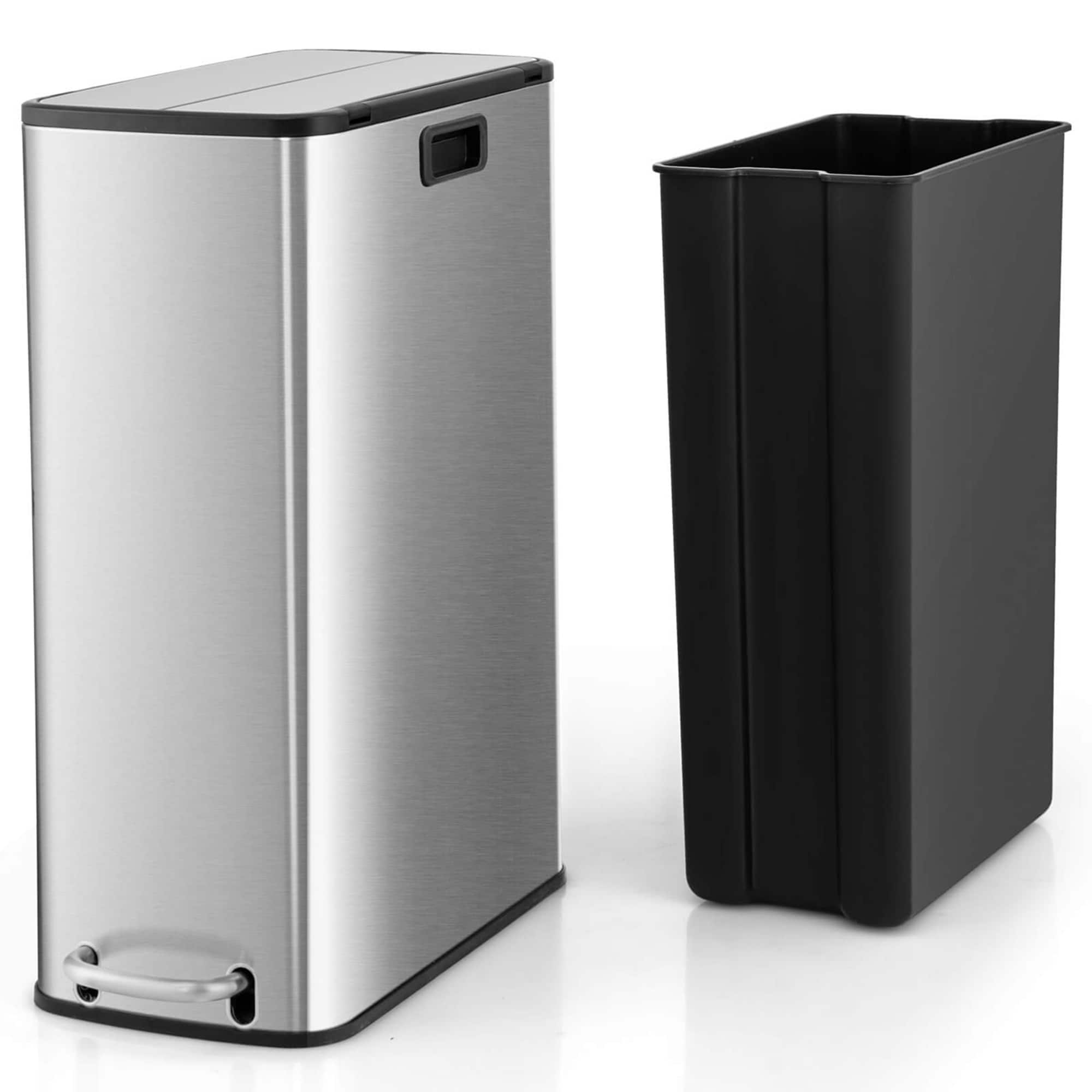 Costway 12 Gallon Wings Open Lid Trash Can with Soft-Closing Lids &