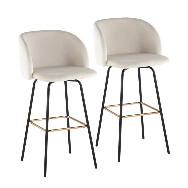 Silver Orchid Harding 30" Fixed-Height Swivel Bar Stool with Metal Legs (Set of 2)