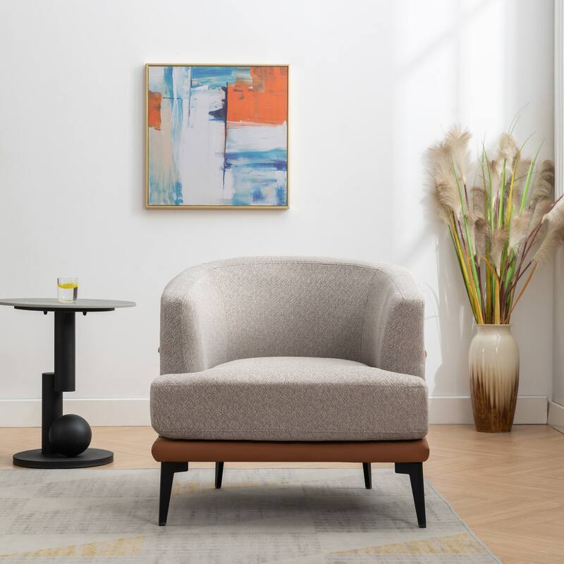 Modern Two-tone Barrel Fabric Chair,Upholstered Round Armchair,Accent Chair