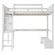 preview thumbnail 12 of 33, Full Size Loft Bed with L-shaped Multi-storage Desk, LED light & USB Charging Station, Wooden Loft Bed Storage Bench w/2 Drawers