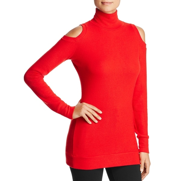 Three Dots Women's Tencel Cold Shoulder Turtleneck Pullover Sweater. Opens flyout.
