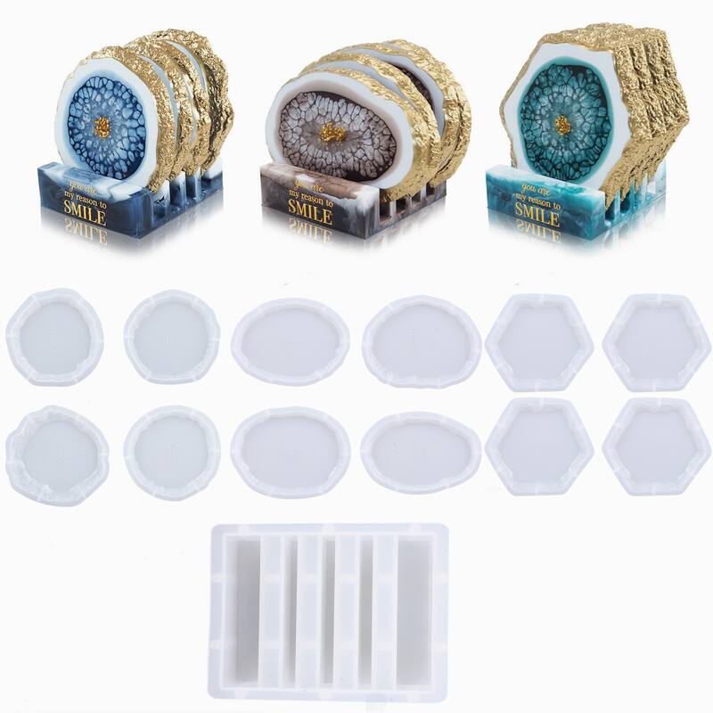 13pcs Irregular Silicone Coaster Mold Set